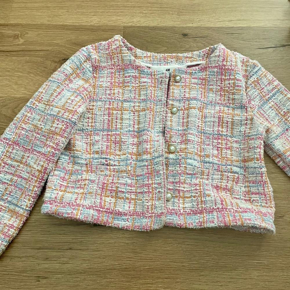 H&M Kids Pastel Tweed Blazer with pearl buttons
